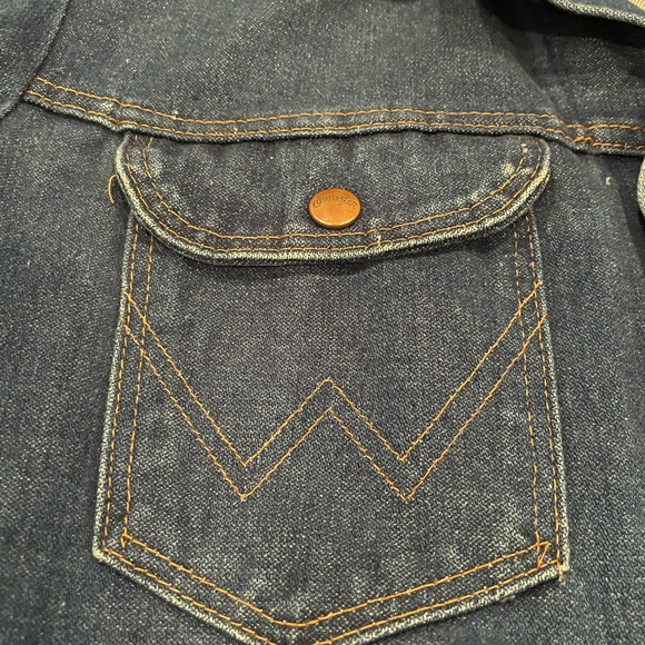 WRANGLER Vintage Blue Jean No Faults Denim Slant Pocket Made in USA Jacket | GUC - Picture 8 of 13
